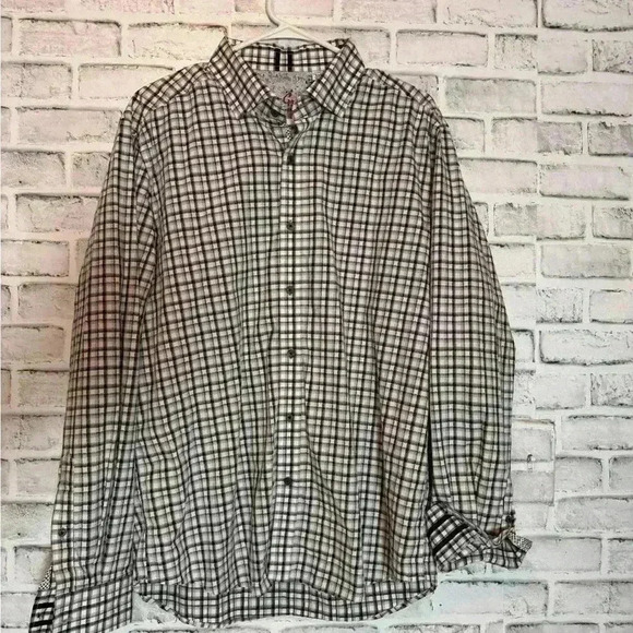 Robert Graham Shirt Mens Large Button Down Black‎ White Flip Cuff Long Sleeve - Picture 7 of 12